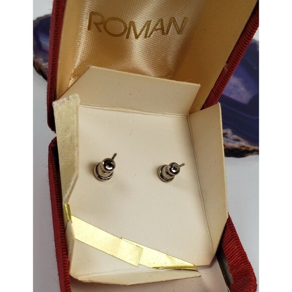 Vintage 1990's by Roman Classic Collection Genuine Crystal Heart Stud Earrings - Picture 5 of 6